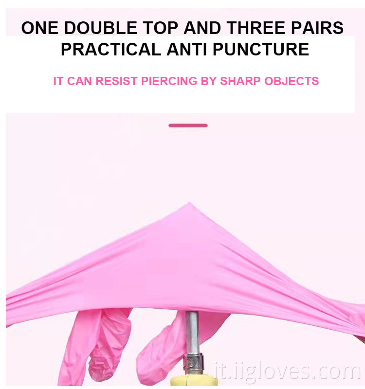 Guanti di sicurezza in vinile sintetico rosa all'ingrosso guanti nitrile senza polvere a buon mercato